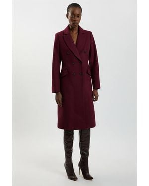 Karen Millen Petite Wool Fitted Double Breasted Tailored Midi Coat