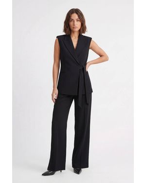 Karen Millen Soft Tailored High Waist Wide Leg Trouser - Blue