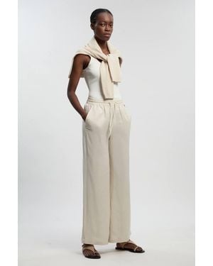 Karen Millen Linen Wide Leg Woven Trouser - White