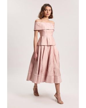 Karen Millen Textured Tailored Twill Full Skirt - Pink