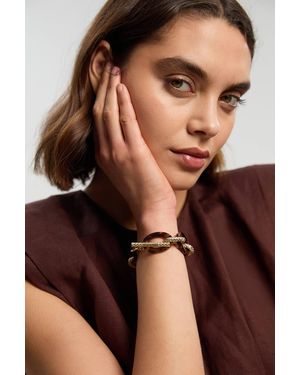 Karen Millen Acrylic Chain Woven Link Bracelet - Brown