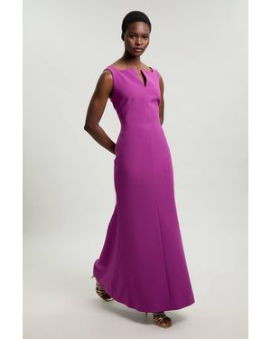 Karen Millen Compact Stretch High Neck Clean Pencil Midi Dress - Pink
