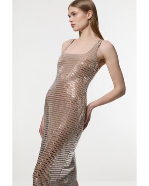Karen Millen Premium Crystal Embellished Midi Dress - Natural
