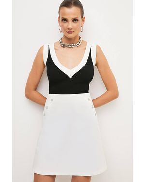 Karen Millen Petite Essential Techno Woven Skirt - White
