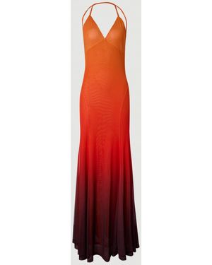 Karen Millen Ombre Sunset Mesh Strappy Beach Dress - Red