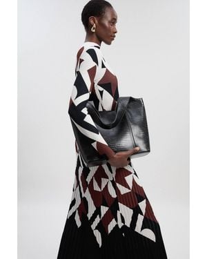 Karen Millen Geo Jacquard Knit Maxi Dress - Black