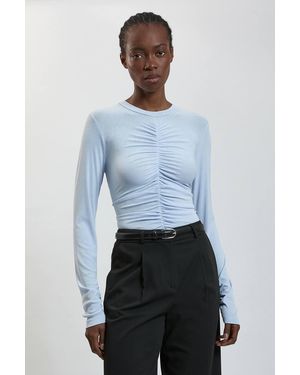 Karen Millen Crepe Jersey Ruche Front Top - Blue