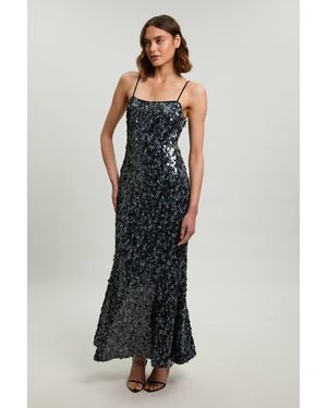 Karen Millen Sequin Strappy Woven Maxi Dress - Blue