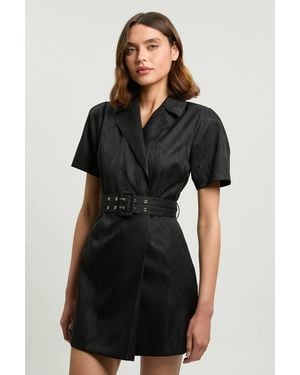 Karen Millen Tailored Belted Blazer Mini Dress - Black