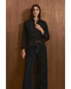 Karen Millen Denim High Waist Wide Leg Jeans - Brown