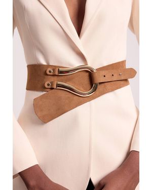 Karen Millen Suede Hardware Detail Waist Belt - Natural