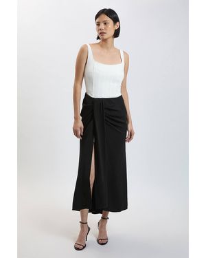 Karen Millen Petite Compact Viscose Corset Maxi Dress - White