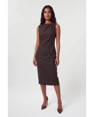 Karen Millen Tailored Shoulder Trim Detail Ruched Pencil Dress