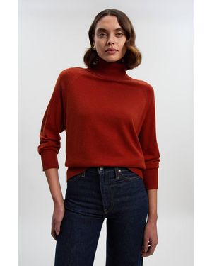 Karen Millen Wool Blend Roll Neck Oversize Jumper - Red