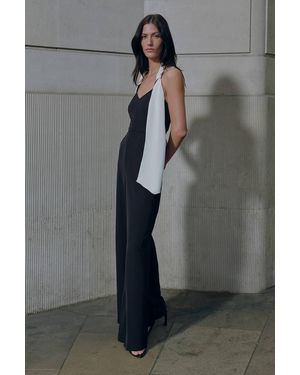 Karen Millen Soft Tailored Colour Block Detail Halter Neck Jumpsuit - Multicolour
