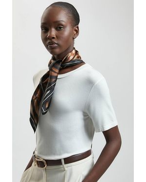 Karen Millen Silk Printed Square Scarf - White