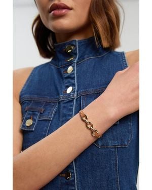 Karen Millen Chain Link Leather Bracelet - Blue
