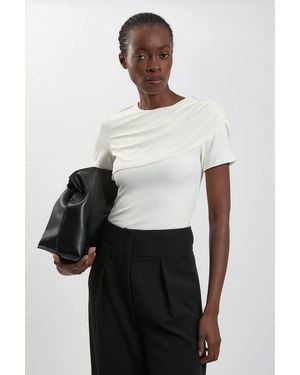 Karen Millen Viscose Jersey Wrap Overlay Top - White