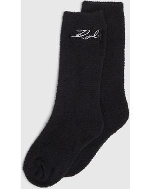 KARL LAGERFELD Signature Fluffy Socks - Black