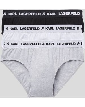KARL LAGERFELD Logo Briefs – 3-Pack, Multicoloured - Metallic