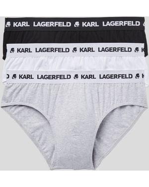 KARL LAGERFELD Logo Briefs – 3-Pack, Multicoloured - Metallic
