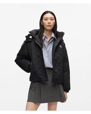 KARL LAGERFELD Ikon Quilted Puffer Jacket - Black