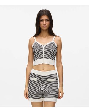 KARL LAGERFELD Ikon Striped Knit Top - Grey