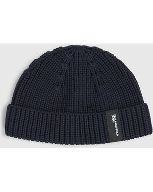 KL Jeans Rib-Knit Docker Beanie - Blue