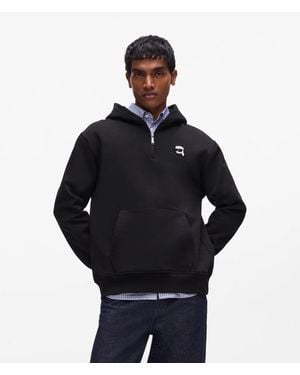 KARL LAGERFELD Ikon Half-Zip Hoodie - Blue