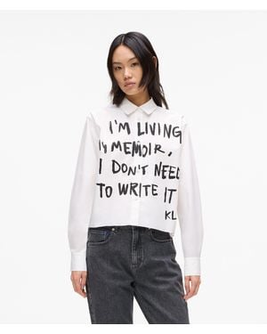 KL Jeans Chemise Avec Citation De Karl, Femme, Taille - Blanc