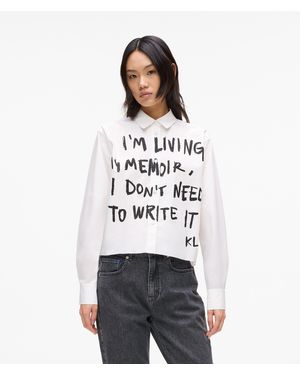 KL Jeans Chemise Avec Citation De Karl, Femme, Taille - Blanc