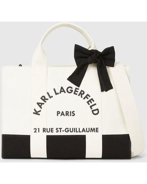 KARL LAGERFELD Exclusive Rue St-Guillaume Square Bow Medium Tote Bag - White