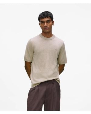 KARL LAGERFELD Monogram Merino Wool T-Shirt - Natural