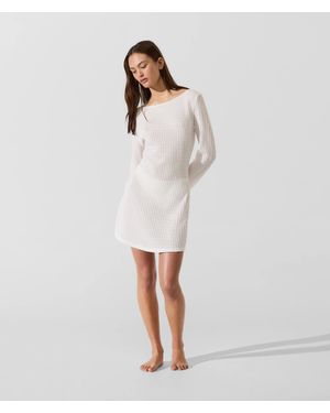 KARL LAGERFELD Textured Faux-Pearl Mini Beach Dress - White