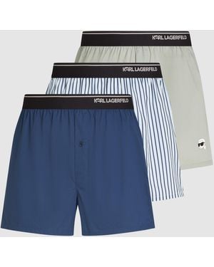 KARL LAGERFELD Ikon Boxer Shorts – 3-Pack, Multicoloured - Blue