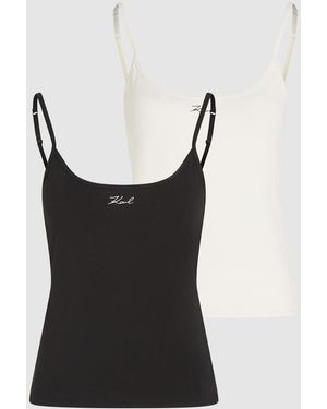 KARL LAGERFELD Signature Camisole Top – 2-Pack - Black