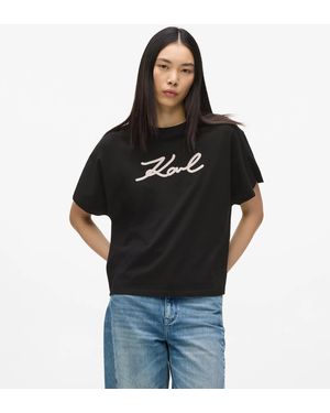 KARL LAGERFELD Signature Rope Detail T-Shirt - Black