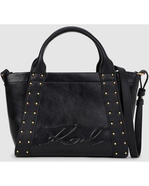 KARL LAGERFELD K/Ville Small Studded Tote Bag - Black