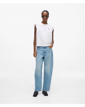 KARL LAGERFELD Mid-Rise Barrel-Leg Jeans - Blue
