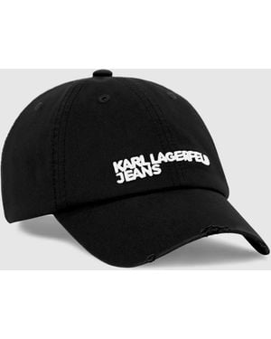 KL Jeans Distressed Logo Cap - Black