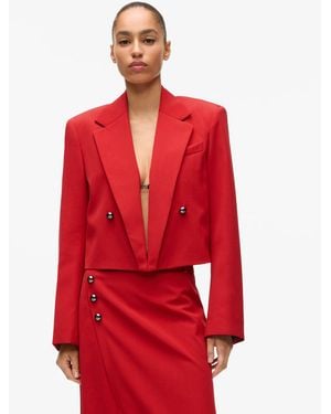 KARL LAGERFELD Cropped Double-Breasted Blazer - Red
