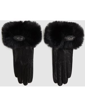 Karl Lagerfeld K/Signature Faux-Fur Gloves - Black