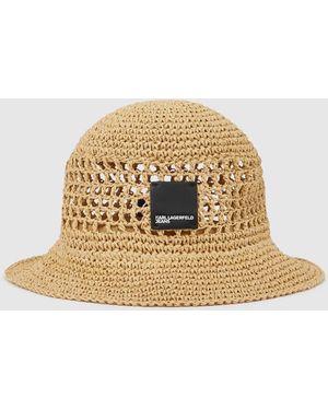 KL Jeans Box Logo Woven Bucket Hat - Natural