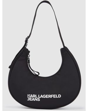 KL Jeans Logo Nylon Moon Shoulder Bag - Black