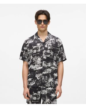 KARL LAGERFELD Short-Sleeved All-Over-Print Shirt - Black