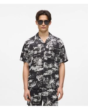 KARL LAGERFELD Short-Sleeved All-Over-Print Shirt - Black