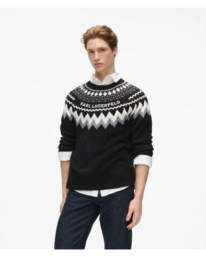 KARL LAGERFELD Fairisle Knitted Jumper - Black