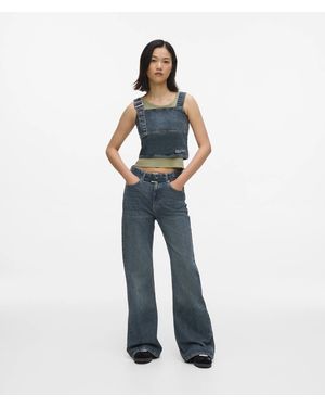 KL Jeans Belted High-Rise Flared Jeans - Blue