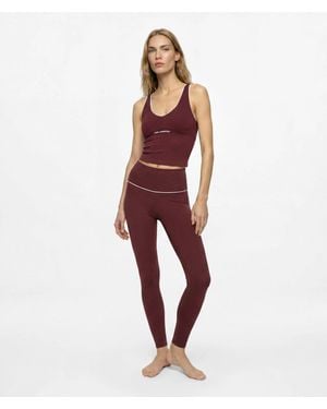 KARL LAGERFELD Contrast Piping Athleisure Leggings - Red