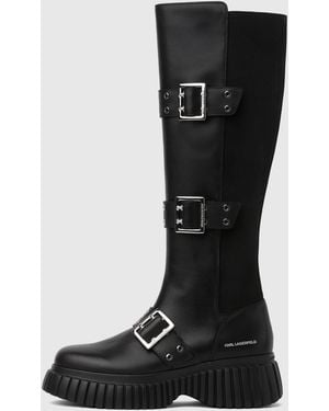 KARL LAGERFELD Kreeper Wedge Tri-Buckle Boots - Black